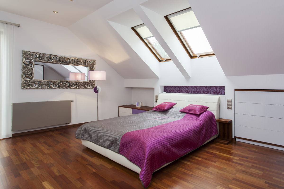 Дизайн современной спальни на мансарде (+40 фото)