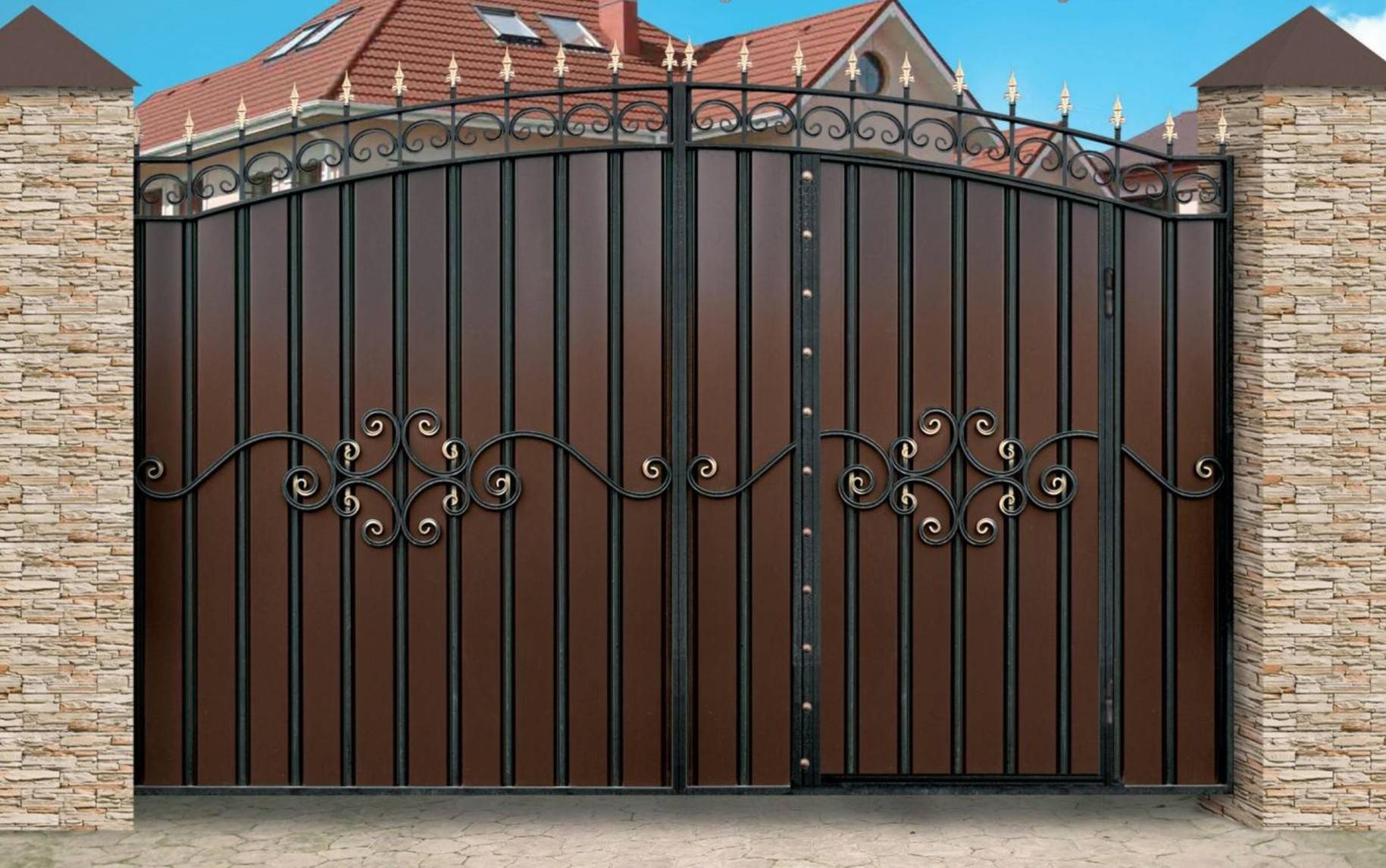 Ворота и калитка для частного дома: 100 фото лучших вариантов