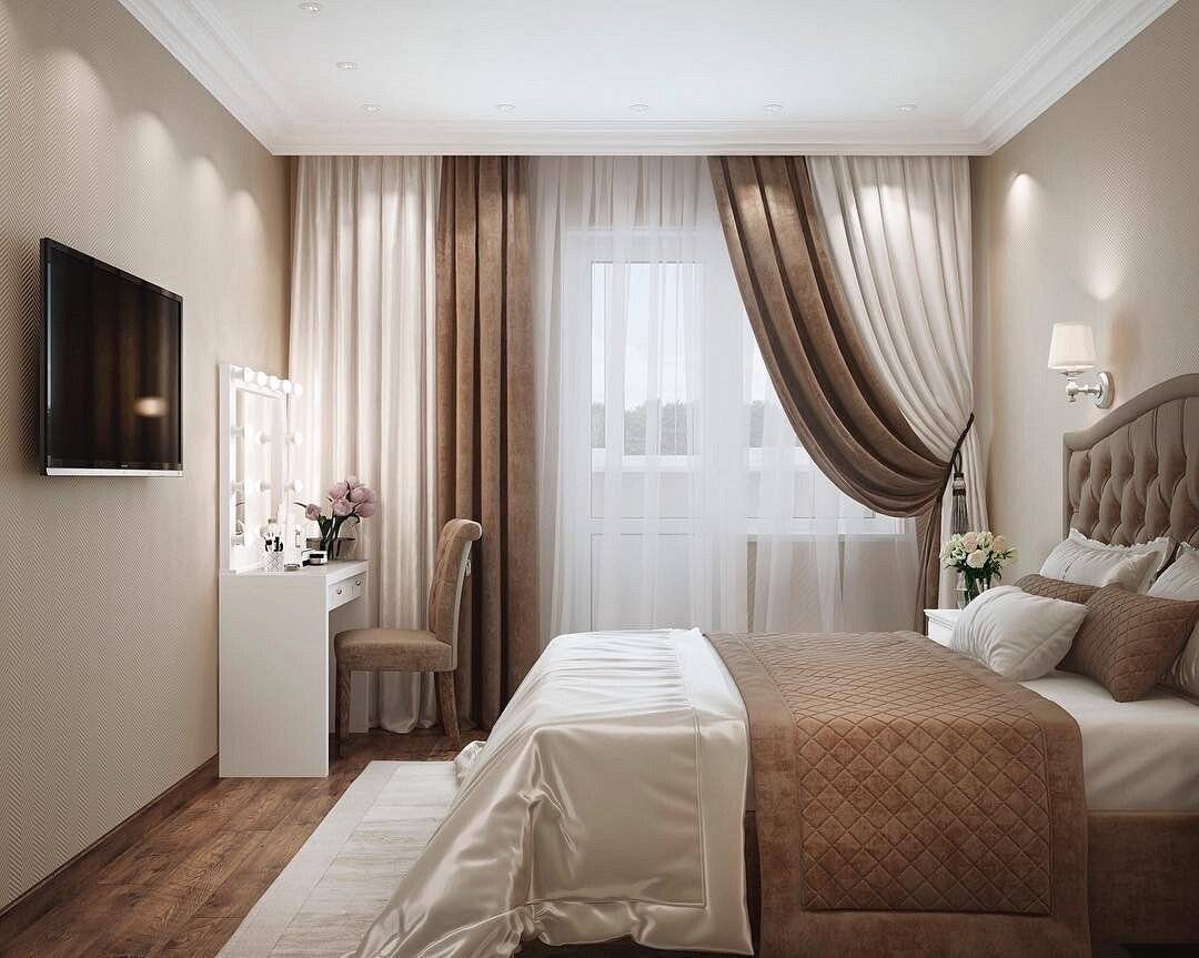 Дизайн штор для спальни в классическом стиле — 50 фото примеров в интерьере