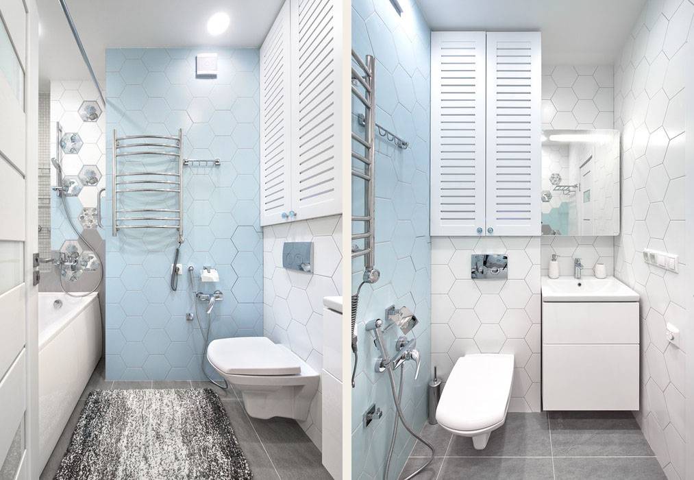 Ремонт ванной комнаты в хрущевке - фото отделки и планировка