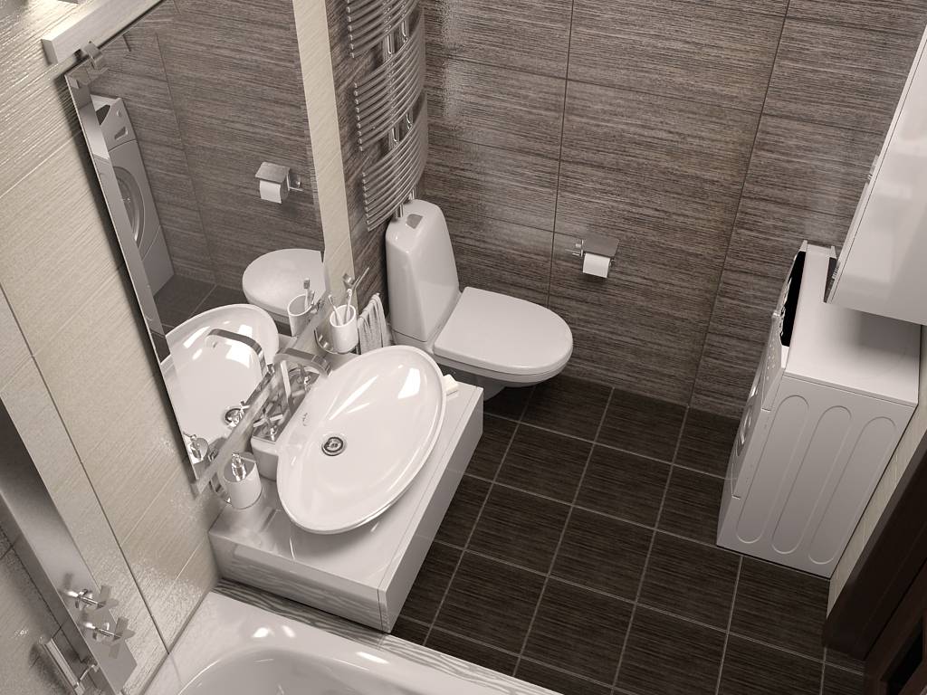 Интерьер ванной комнаты, совмещенной с туалетом