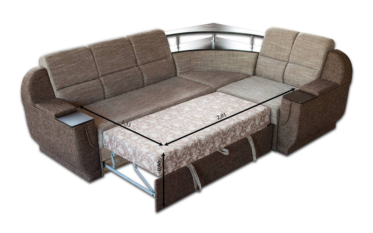 Каким может быть размер углового дивана? размеры спального места