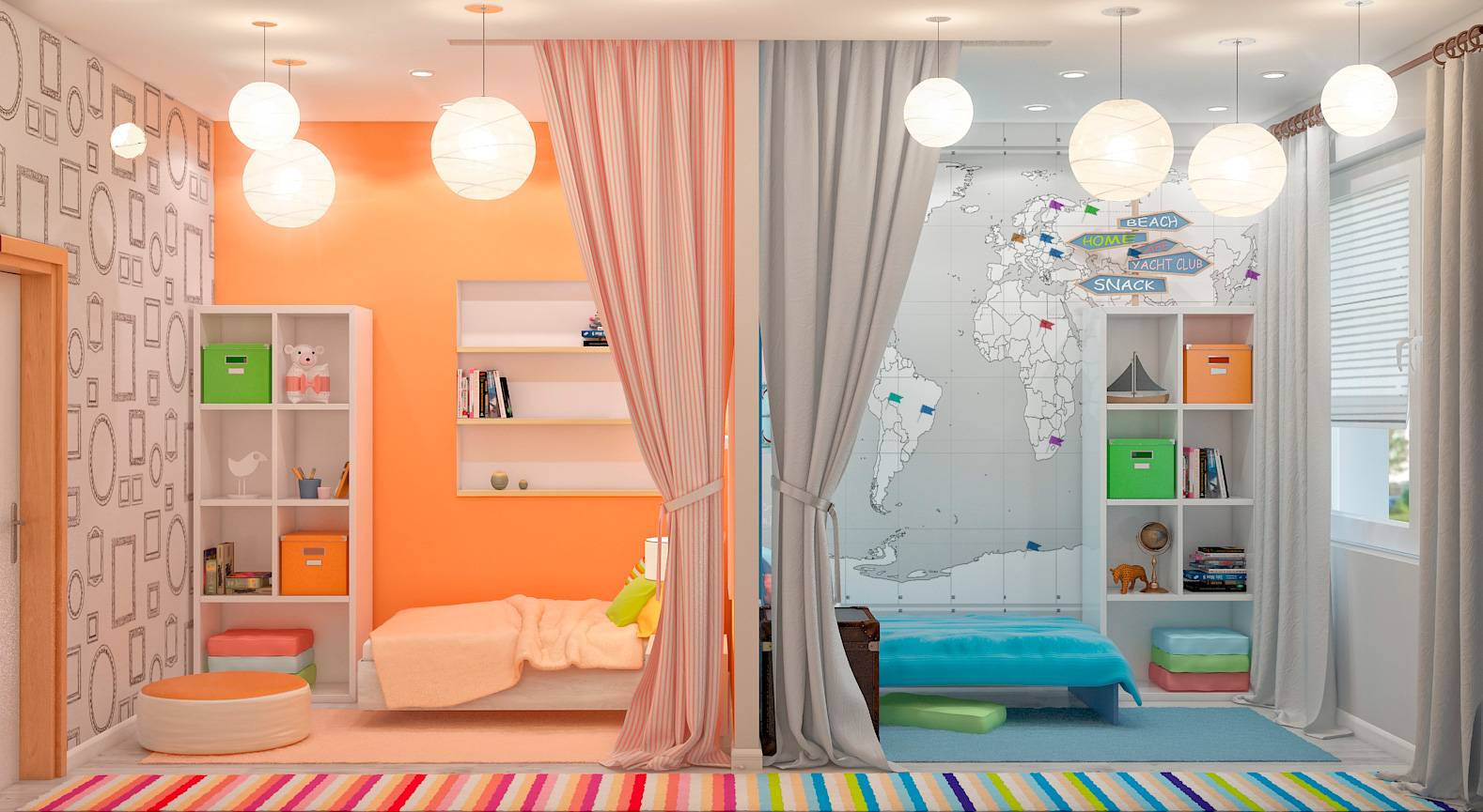 100+ фото вариантов планировки детской комнаты для двоих детей