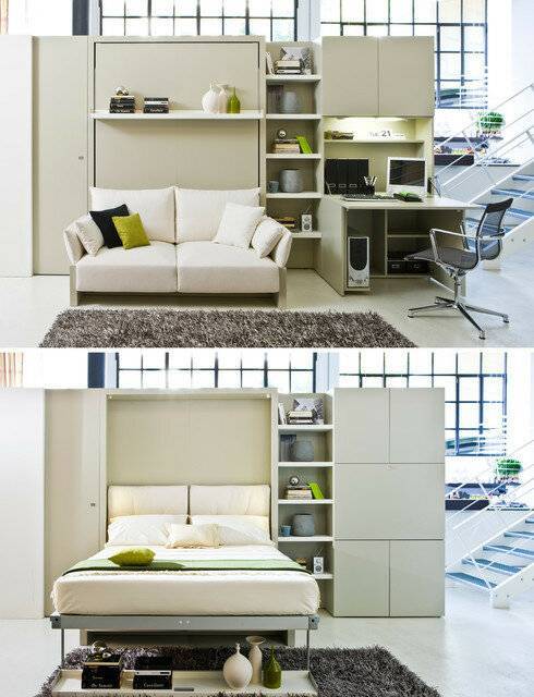 Мебель-трансформер для малогабаритной квартиры: кровать, стол, диван, шкаф, комод, кресло, стенка-трансформер с двухъярусной кроватью