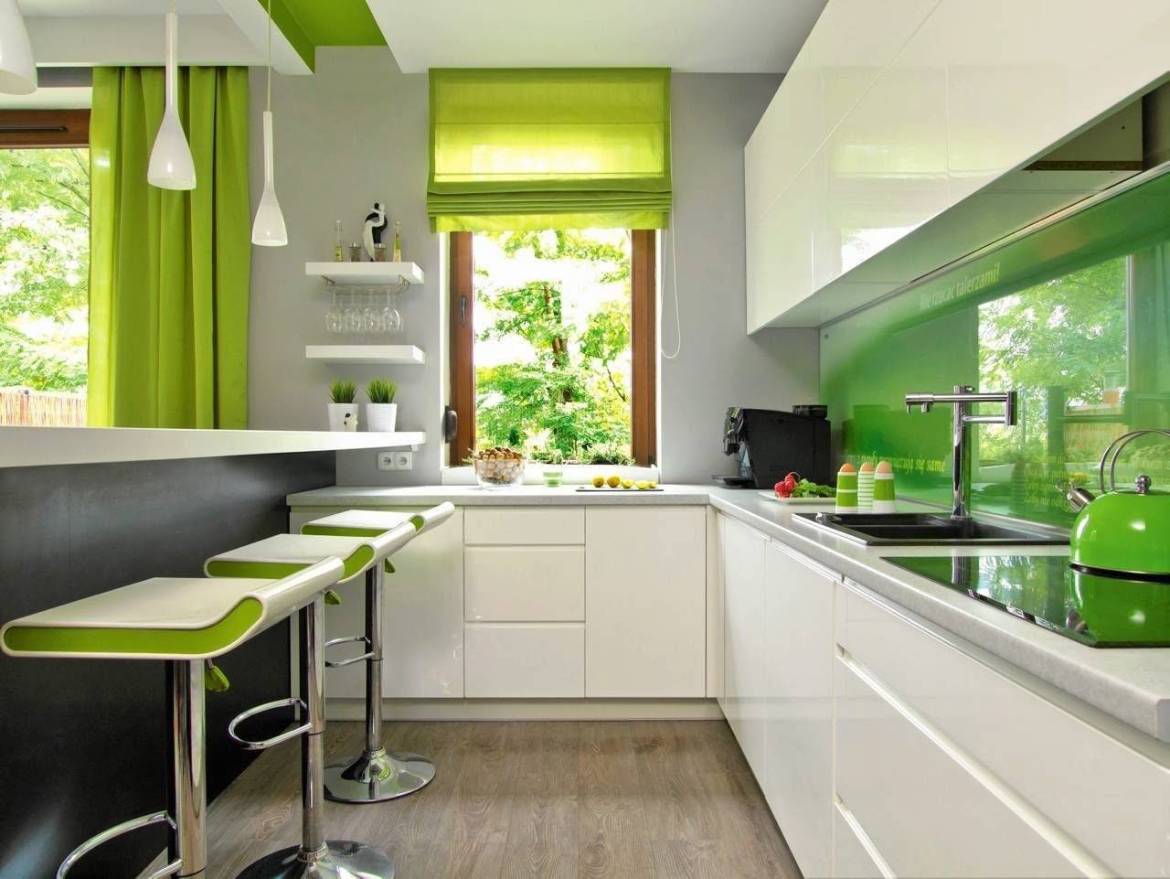 Салатовая кухня: дизайн кухонного гарнитура и сочетание цвета с интерьером
