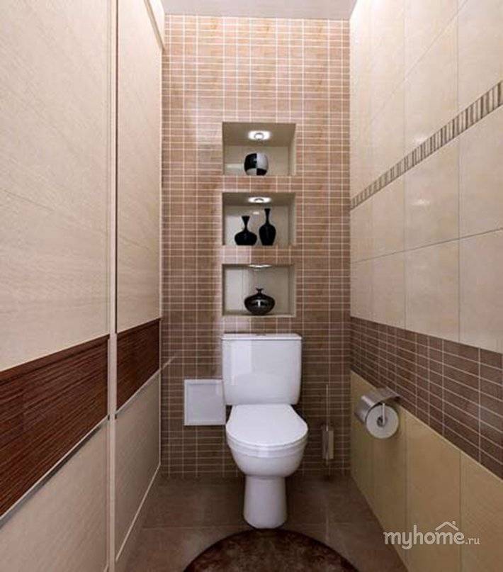 Отделка туалета плиткой, виды, цвета и формы керамической облицовки, советы по выбору и дизайну - 26 фото