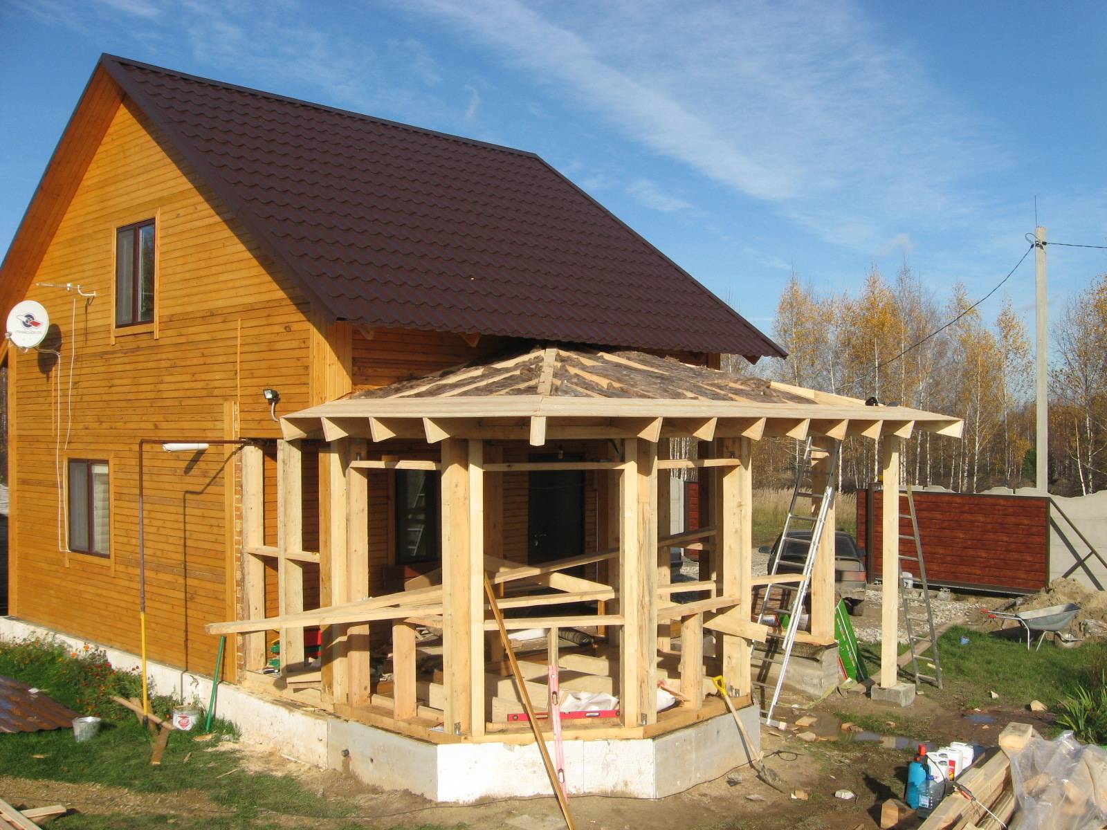 Как сделать пристройку к деревянному или кирпичному дому из бруса: привязка постройки