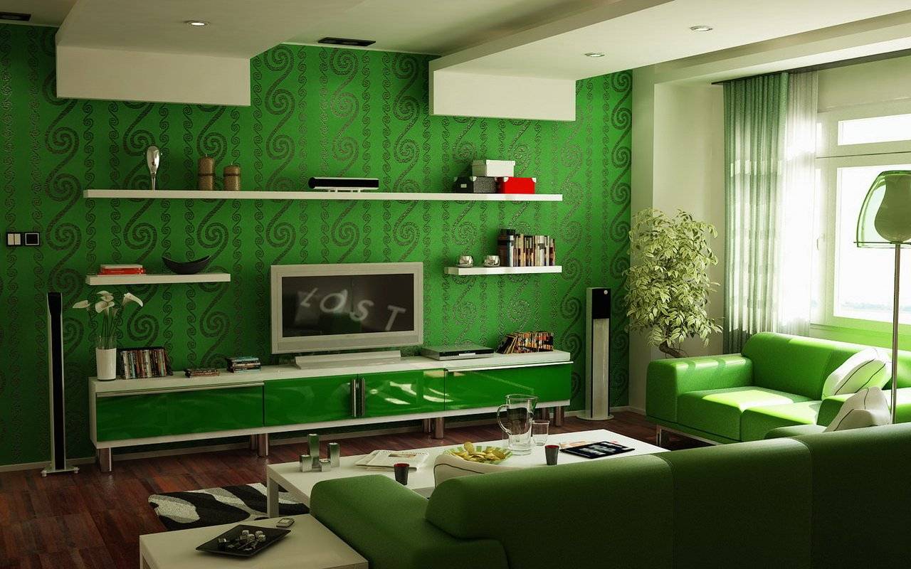 Зеленые обои для оформления стен в доме: удачные комбинации цветов +фото и видео