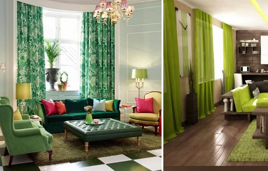 Зеленые шторы: топ-150 фото примеров дизайна и сочетаний зеленых штор в интерьере. подбор материала ткани, оттенка и модели занавесок