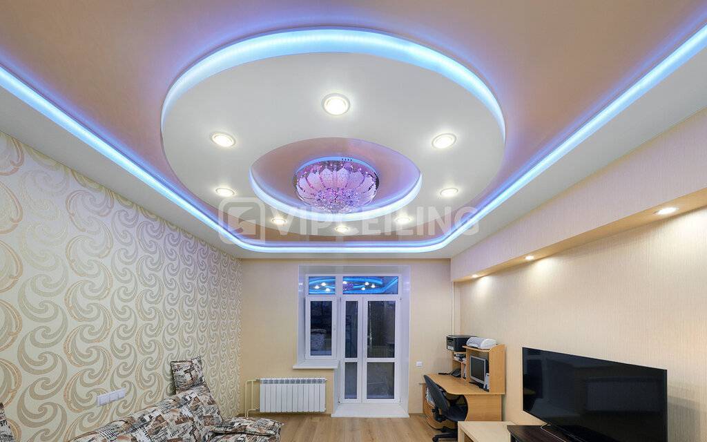 Двухуровневый потолок из гипсокартона с подсветкой - монтаж своими рукками, виды конструкций и их особенности