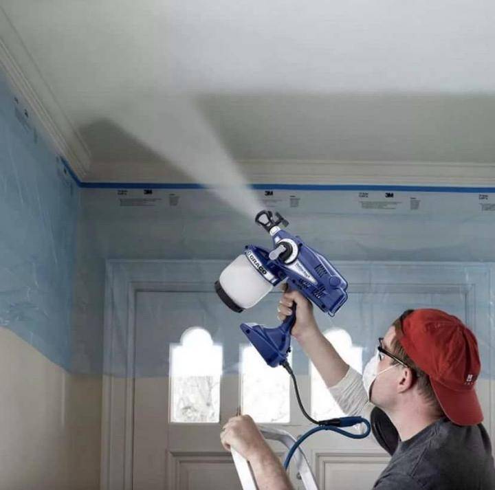 Как красить потолок краскопультом - покраска потолка с помощью краскопульта