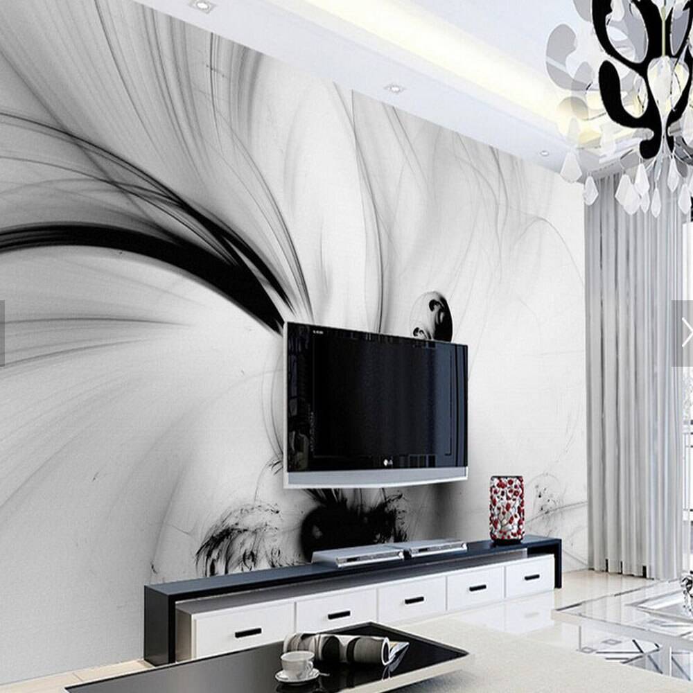 Чёрно белые обои в интерьере (в тч в гостиной, спальни, кухни) + фото
