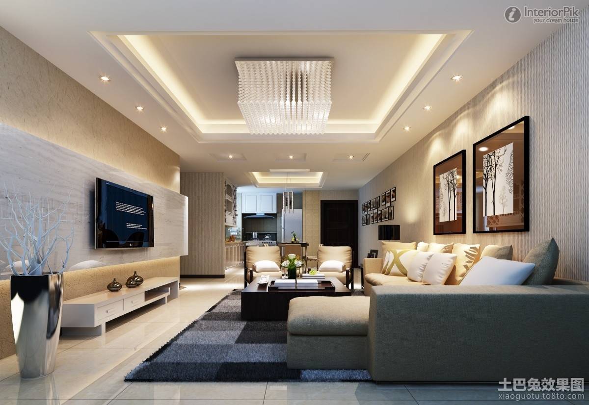 Натяжной потолок в гостиной – современное и практичное решение