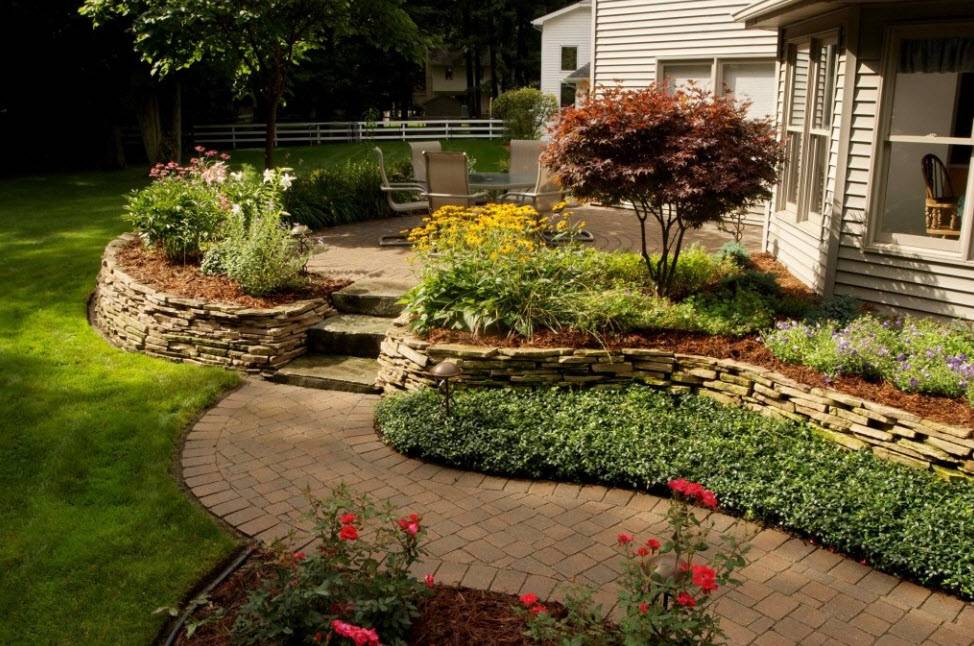 Обустройство сада и огорода своими руками: фото, ландшафтный дизайн участков разной формы