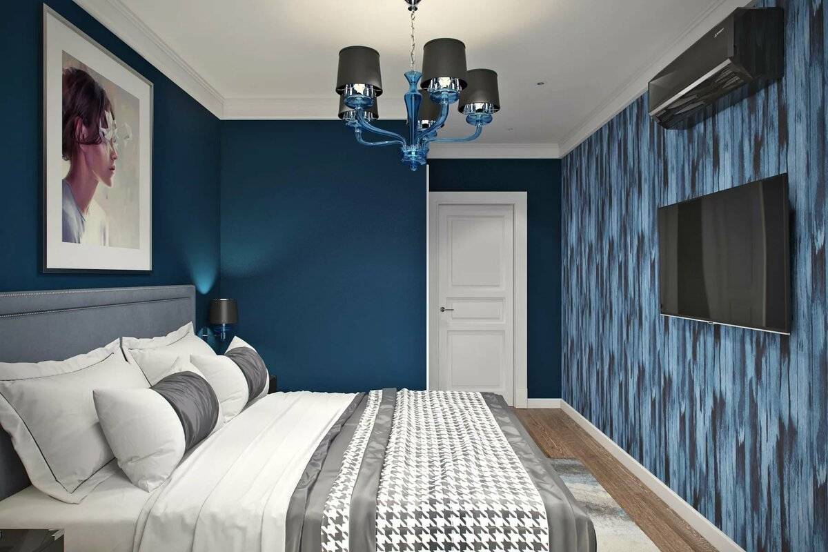 Серо голубые обои в дизайне комнаты [47 фото], сочетания с голубыми обоями для стен в интерьере, выбор цвета мебели под голубой цвет стен.