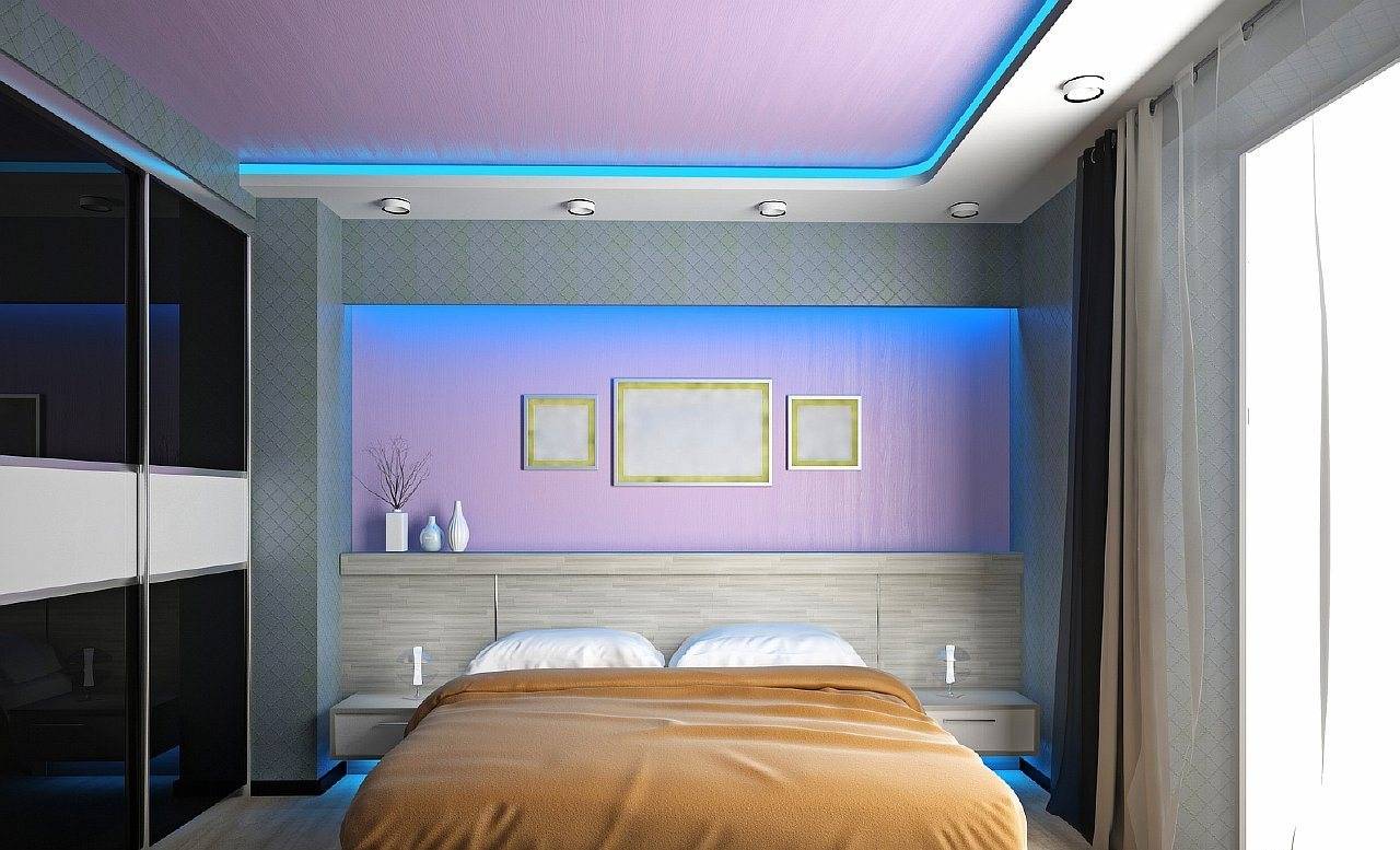 Потолки из гипсокартона в спальне - фото интерьеров, виды, преимущества