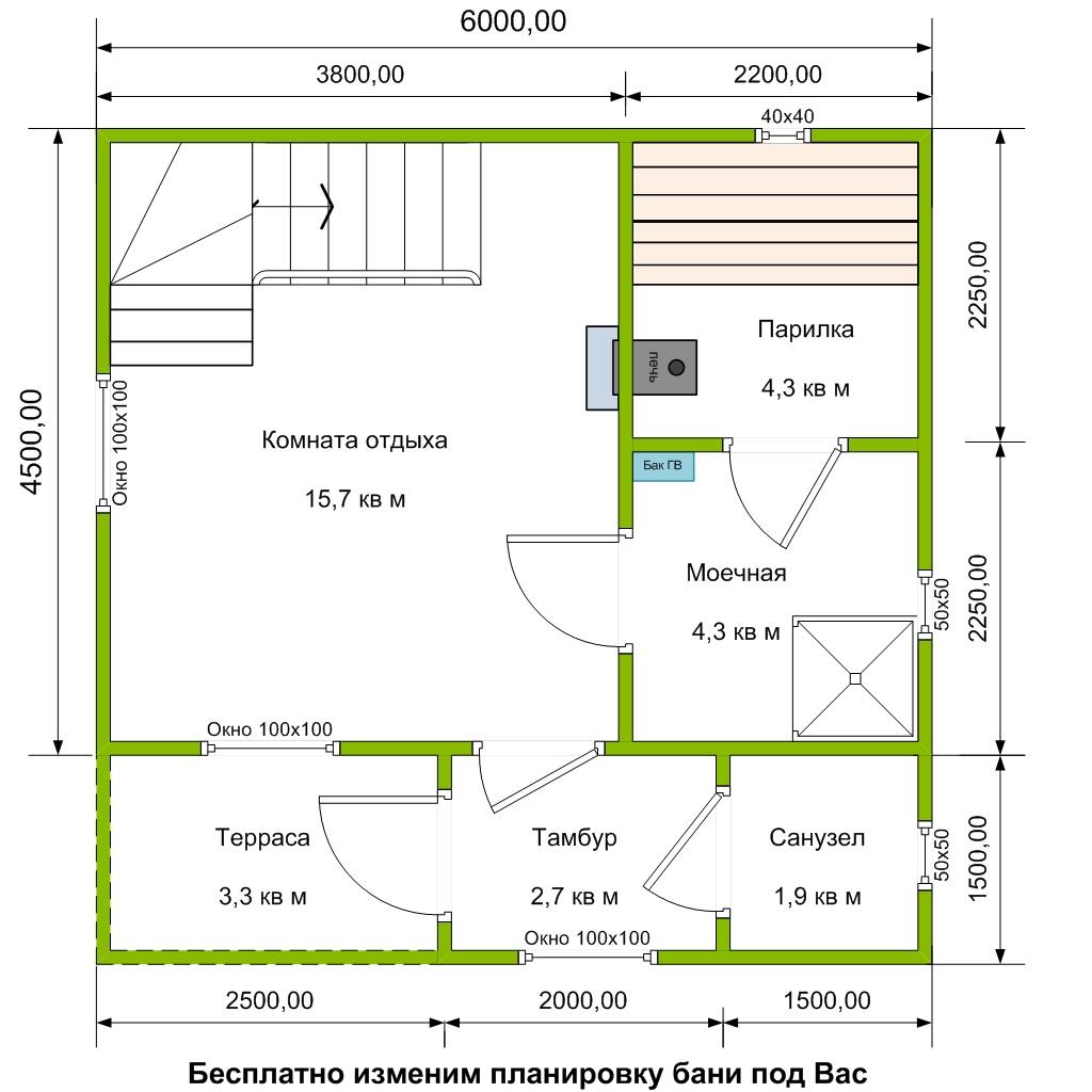 Двухэтажные и одноэтажные бани 6х6 – особенности строительства и материалов