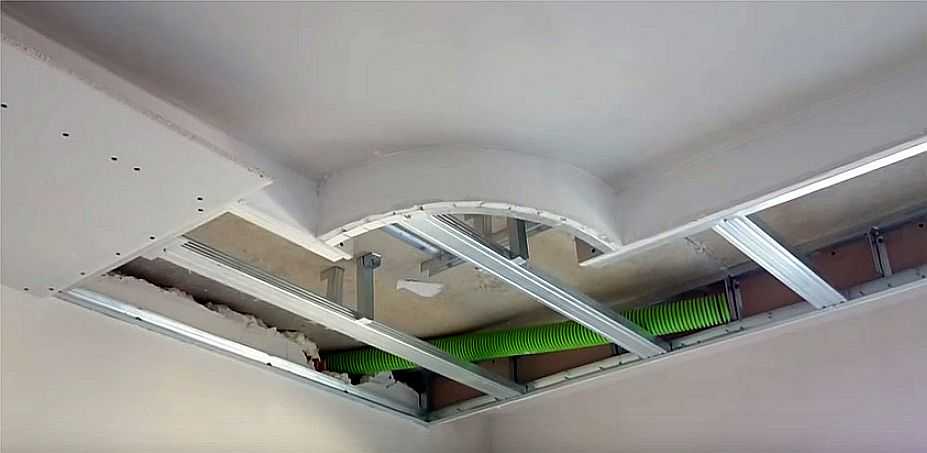Короб из гипсокартона на потолке под натяжной потолок с подсветкой: как сделать