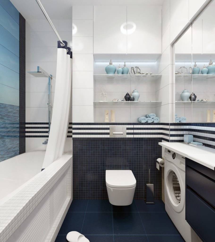 Дизайн ванной комнаты в морском стиле